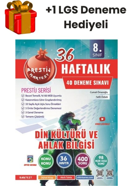 Nartest 8.sınıf Lgs Din Kültürü ve Ahlak Bilgisi 36 Haftalık Deneme +1 Lgs Deneme Hediyeli