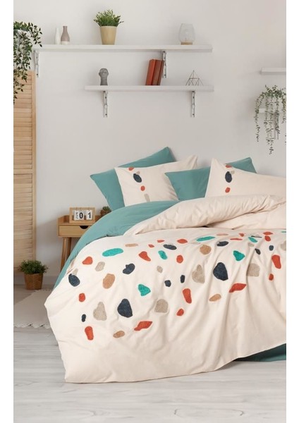 Mulvxurg URG02 Puff Nakışlı Çift Kişilik Nevresim Takımı Gaja Mint (Mulvix)