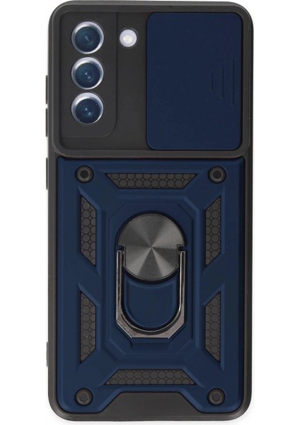 Samsung Galaxy S21 Fe Kılıf Pars Lens Yüzüklü Silikon - Lacivert