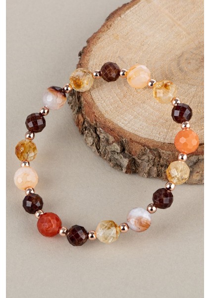 Cesur Kadınlar Için Doğal Sitrin ve Akik Taşlı Bileklik fiyatları