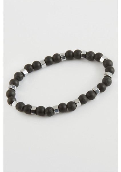 Ds-Derin Hematit - Mat Onix Doğaltaş Bileklik-Siyah