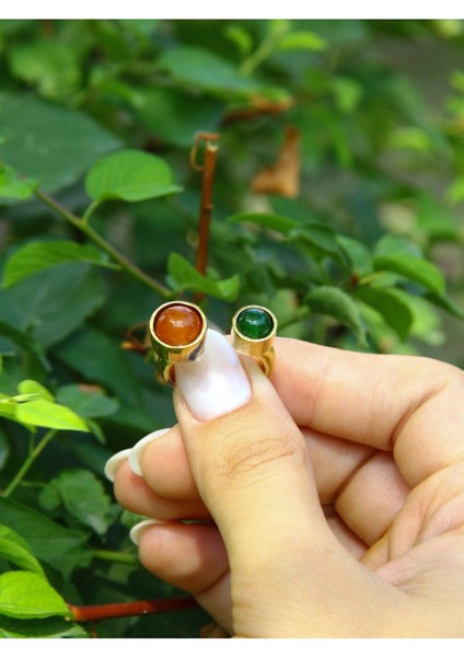 Yeşil Akik Doğal Taş Ayarlanabilir Kadın Yüzük, Nazar ve Bereket Taşı, Şık Tasarım modelleri