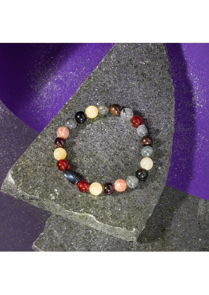 Renkli Doğal Taş 8mm Hematit Bileklik, Şık ve Enerji Dolu Tasarım modelleri