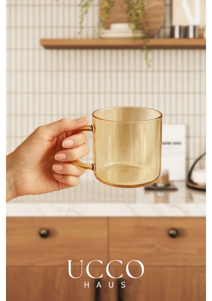 2'li Set 350 ml Işıltılı Cam Bardak Şık Modern Kupa Çay Su Meşrubat Kahve Bardağı Ofis Mutfak Fincan