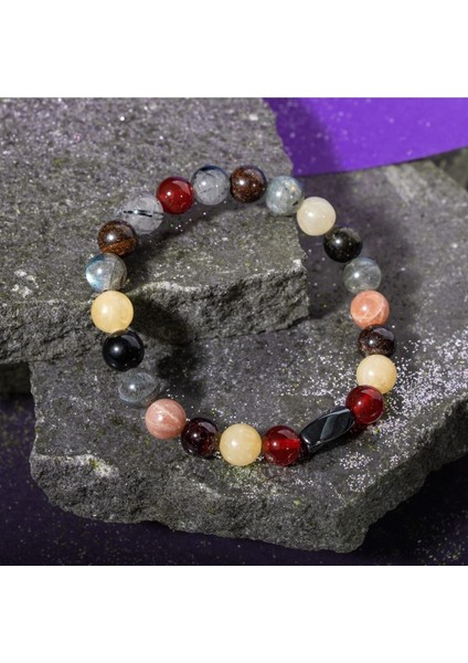 Renkli Doğal Taş 8mm Hematit Bileklik, Şık ve Enerji Dolu Tasarım