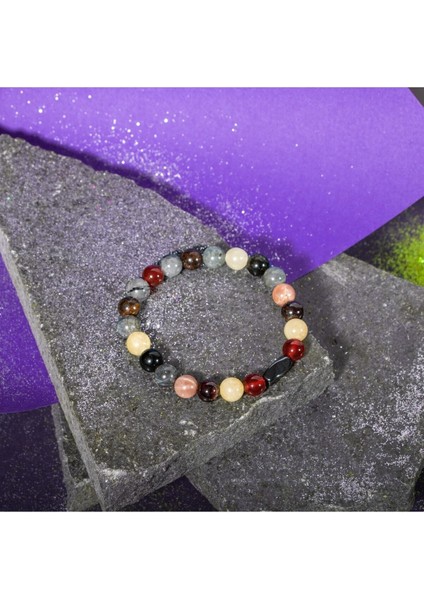 Renkli Doğal Taş 8mm Hematit Bileklik, Şık ve Enerji Dolu Tasarım