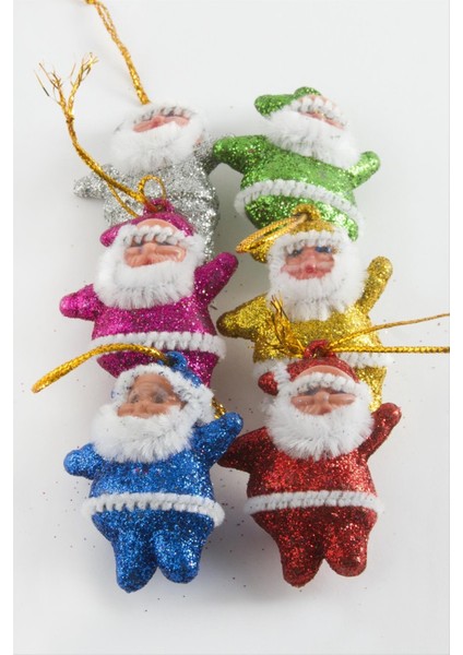 6 Adet Küçük Noel Baba Yılbaşı Ağaç Süsü modelleri