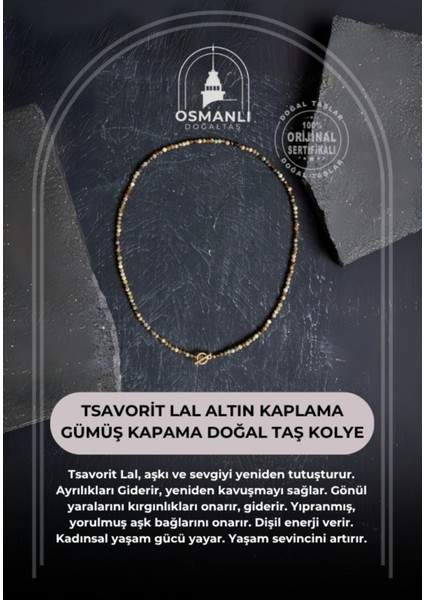 Çok Renkli Tsavorit Lal Altın Kaplama Gümüş Doğal Taş Kolye