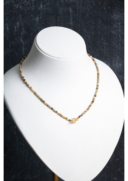 Çok Renkli Tsavorit Lal Altın Kaplama Gümüş Doğal Taş Kolye modelleri