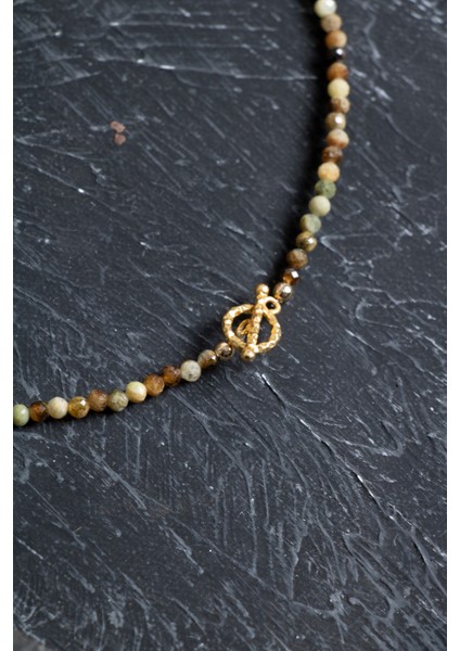 Çok Renkli Tsavorit Lal Altın Kaplama Gümüş Doğal Taş Kolye fırsatları