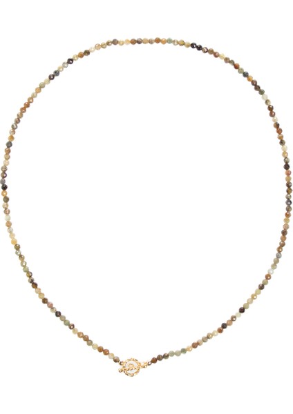 Çok Renkli Tsavorit Lal Altın Kaplama Gümüş Doğal Taş Kolye