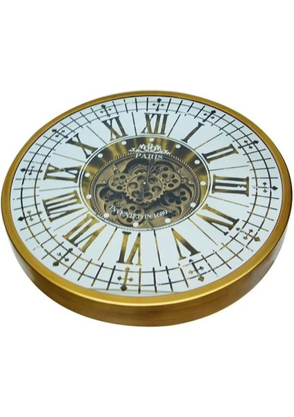 Yuvarlak Roma Rakamlı Goldoksit Çarklı Metal Duvar Saati