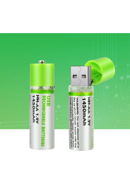 Usb Şarjlı 1450mah Aa 1.2v Lityum Kalem Pil 2’li Set Dönüşümlü Batarya fırsatları
