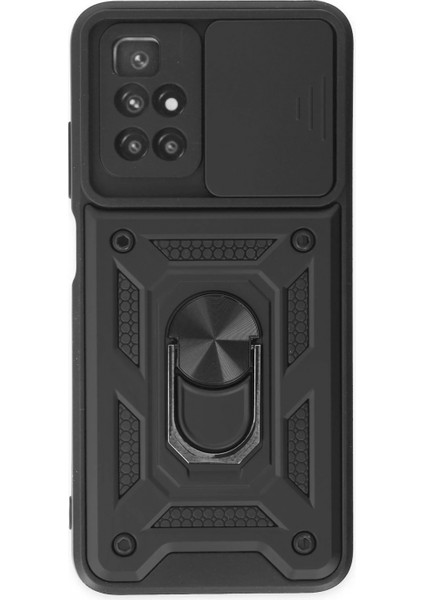 Xiaomi Redmi 10 2022 Kılıf Pars Lens Yüzüklü Silikon - Siyah