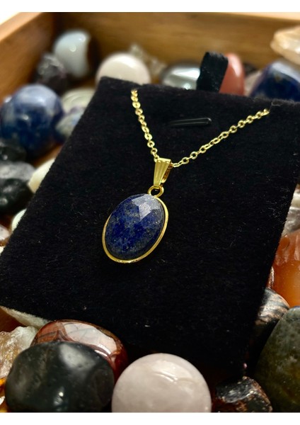 Lapis Lazuli Taşı Kolye, Sertifikalı, Üst Kalite, Altın Kaplama, Şık ve Zarif Tasarım