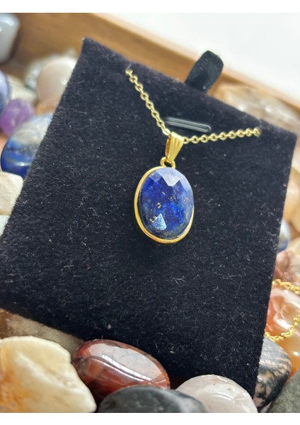 Lapis Lazuli Taşı Kolye, Sertifikalı, Üst Kalite, Altın Kaplama, Şık ve Zarif Tasarım