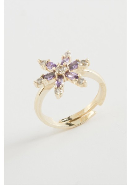 Ds-Derin Lotus Zirkon Taşlı Yüzük-Sarı fiyatları