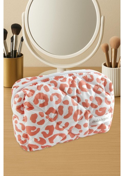 Leopar Desenli Makyaj Çantası