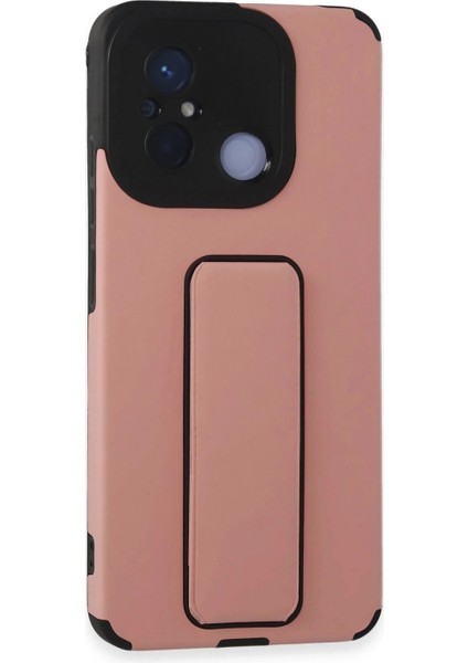 Xiaomi Redmi 12C Kılıf Mega Standlı Silikon - Pudra