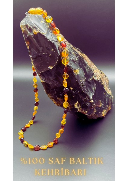 Renkli Kehribar Damla Kolye, Yetişkin Erkek ve Kadın Için Şık Takı