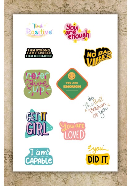 4'lü Ingilizce Motivasyon/motto Sözleri Yazıları Sticker -Ajanda-Defter-Günlük-Laptop modelleri