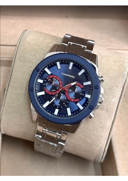 Gümüş Kordon Mavi Kadran Karizmatik Erkek Kol Saati EST05