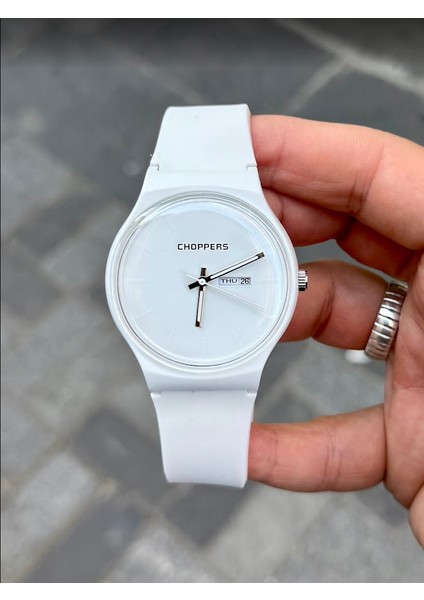 Beyaz Silikon Kordon Beyaz Kadran Karizmatik Erkek Kol Saati EST04