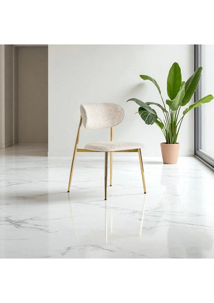 Laila S80 Sandalye – Krem Kumaş, Gold Metal Ayak fiyatları