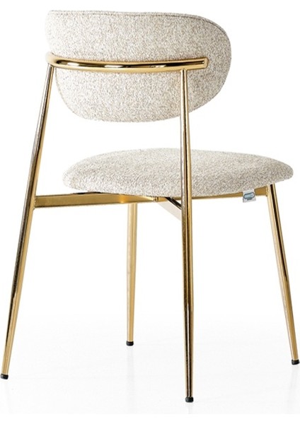 Laila S80 Sandalye – Krem Kumaş, Gold Metal Ayak modelleri