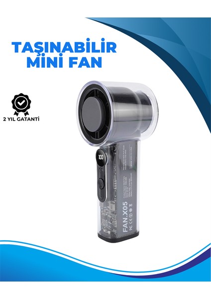 Ds-Derin Taşınabilir El Fanı 100 Seviyeli Rüzgar Hızı Ayarı Sessiz Çalışma - Dijital Ekranlı