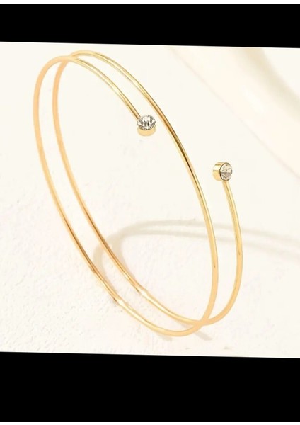 Parlak Taşlı Spiral Bilezik, Şık ve Zarif Takı, Sarı Renkli, Kadınlar Için Özel Tasarım fiyatları