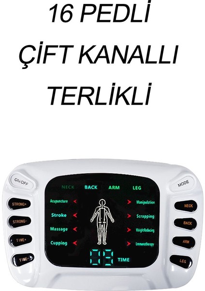 Çift Kanallı 16 Pedli Terlikli Fizik Tedavi Tens Cihazı Masaj Aleti modelleri