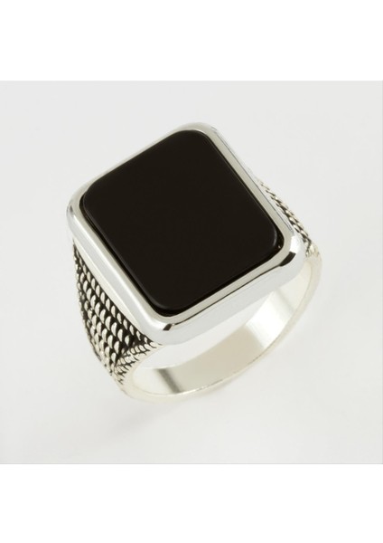 Ds-Derin Kare Metal Erkek Yüzük-Gümüş Rengi