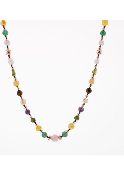 Renkli Doğal Taş Kolye, Selenit, Hematit, Kalsit, Kaplan Gözü, Sitrin, Ametist, Yeşim, Kehribar, Aventurin, Pembem fırsatları