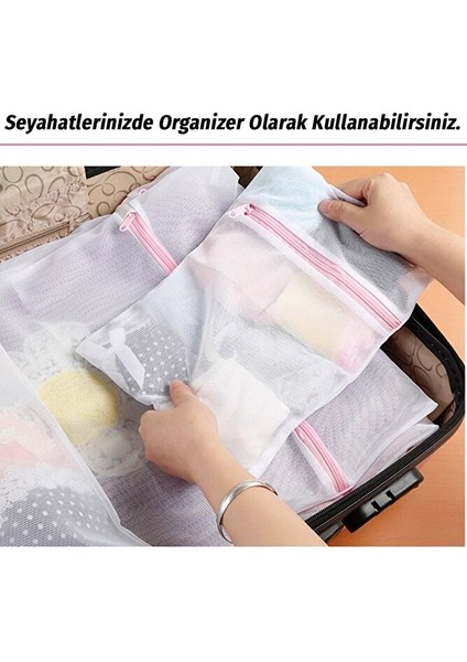 Fermuarlı Çamaşır Yıkama Filesi 50 x 60 cm Çamaşır Sütyen Ayakkabı Torbası Koruyucu File modelleri