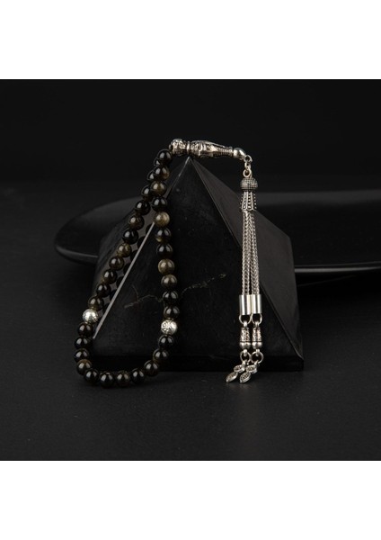 Siyah Obsidyen Doğal Taş Tesbih, 33'lü, 6mm, Şık ve Zarif Tasarım fiyatları