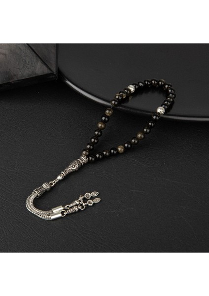 Siyah Obsidyen Doğal Taş Tesbih, 33'lü, 6mm, Şık ve Zarif Tasarım fırsatları