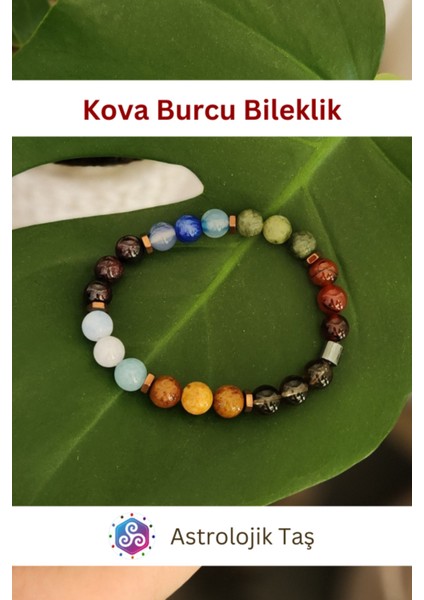 Renkli Taşlı Bileklik, Doğal Mineraller, Kova Burcu Uyumlu, Şık ve Enerji Dolu