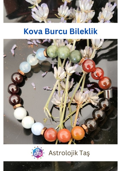 Renkli Taşlı Bileklik, Doğal Mineraller, Kova Burcu Uyumlu, Şık ve Enerji Dolu modelleri