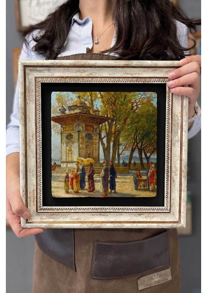 Renkli Taş Duvar Tablo 30X30 Cm, Eski Istanbul Çeşmesi Dekoru