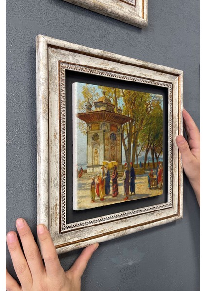 Renkli Taş Duvar Tablo 30X30 Cm, Eski Istanbul Çeşmesi Dekoru modelleri