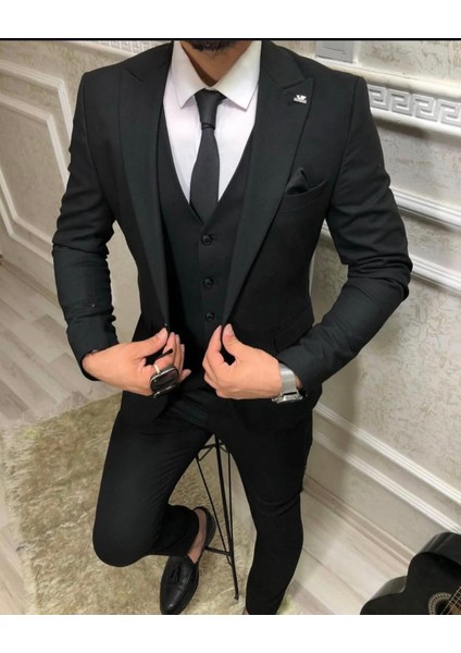 Damat Slim Fit Renk Seçenekleriyle Mono Yaka Tek Yırtmaçlı Astarlı Takim Elbise Kombinli