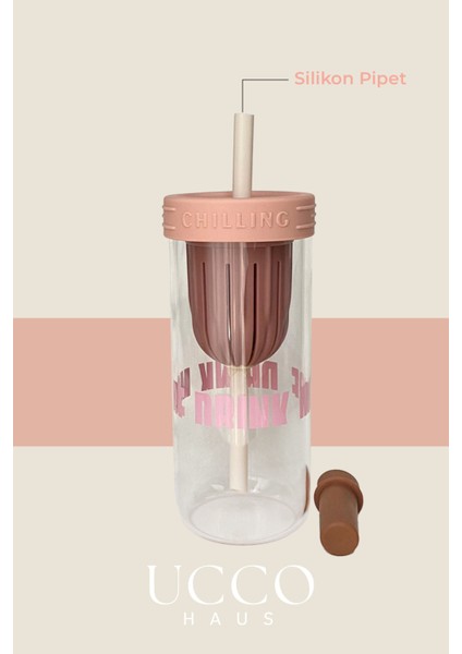 600ML More Drink Pipetli Cam Detox Matara Suluk Bardak - Süt, Su, Meşrubat, Limonata Sunum Bardağı fiyatları