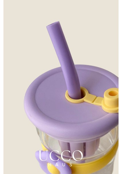 500ML Papatya Desenli Pipetli Cam Detox Termos Matara Bardak - Süt, Su, Meşrubat, Limonata Bardağı modelleri
