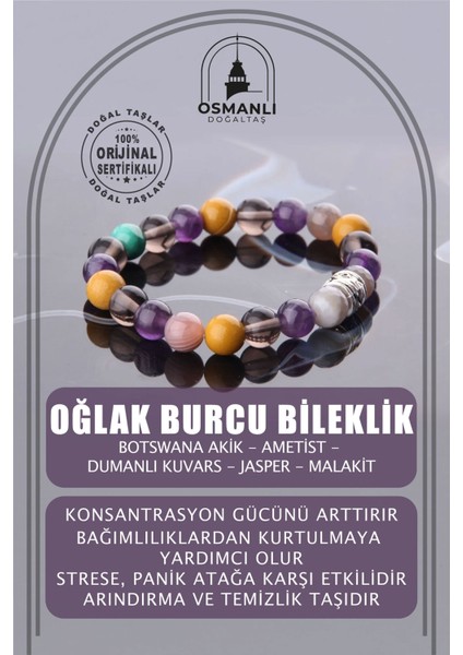 Renkli Doğal Taş Bileklik Oğlak Burcu Için Şık Takı M022