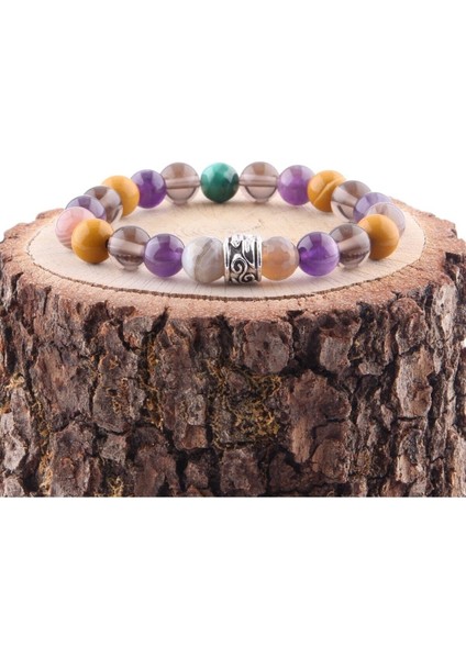 Renkli Doğal Taş Bileklik Oğlak Burcu Için Şık Takı M022 indirimleri