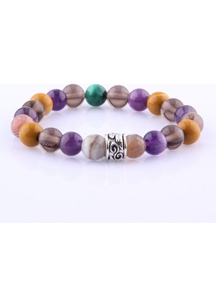 Renkli Doğal Taş Bileklik Oğlak Burcu Için Şık Takı M022