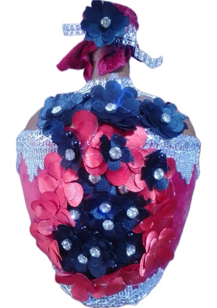 Kına Gecesi Kına Testi Tasarım Kırmızı Renk Kadife Kaplı Çiçekli