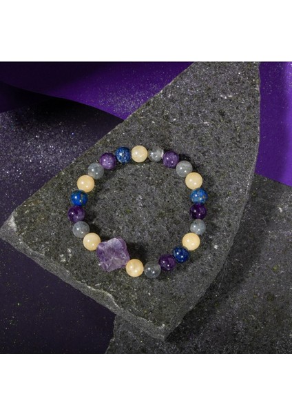 Yay Burcu 8mm Doğal Taş Yonca Bileklik, Renkli ve Şık Takı Hediye