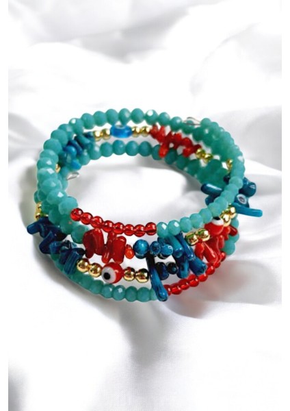 Elmas Işlemeli Turkuaz Taşlı Zarif Bileklik